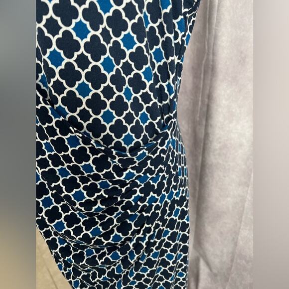 Charter Club Womens Mock Wrap Dress Blue Stretch Mosaic Print Sleeveless Size 3X - Picture 4 of 9